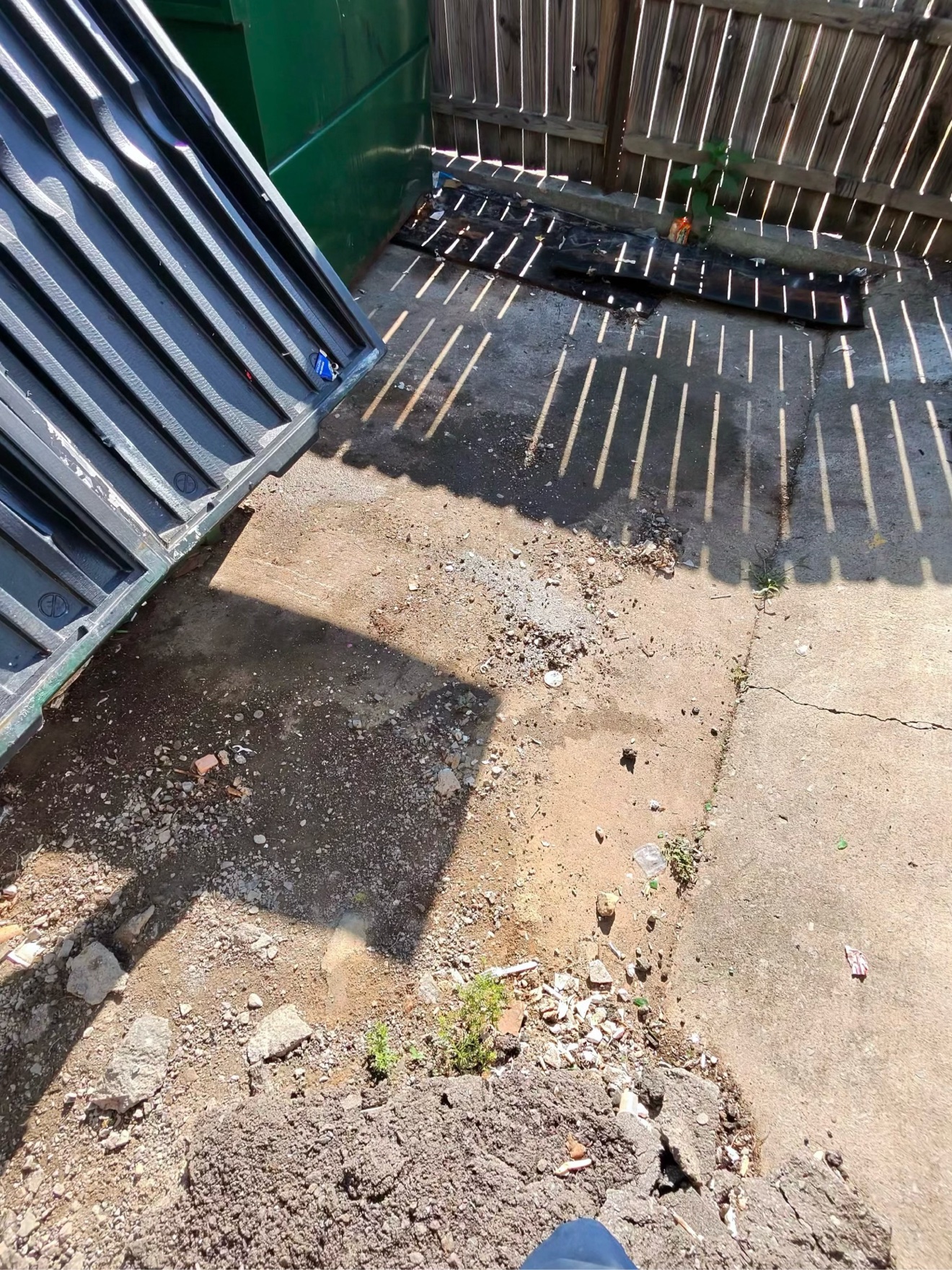 After: the same apartment dumpster area cleared of all trash and debris